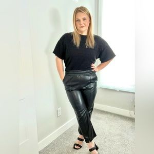 H&M - Faux Leather Paperbag Waist Pants - Size 10